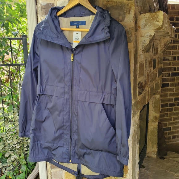 NWT Cole Haan Navy Raincoat S - Picture 2 of 10